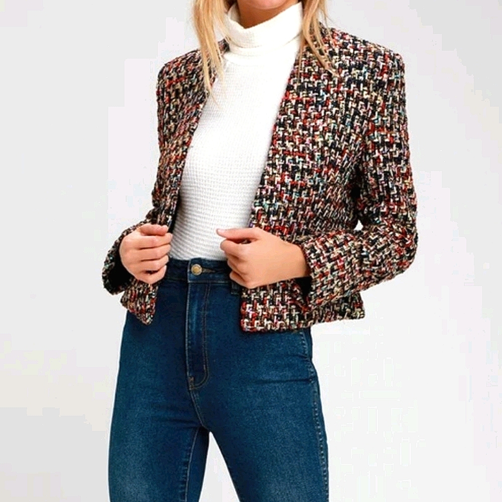 Lulu's Gold and Black Tweed Jacket
